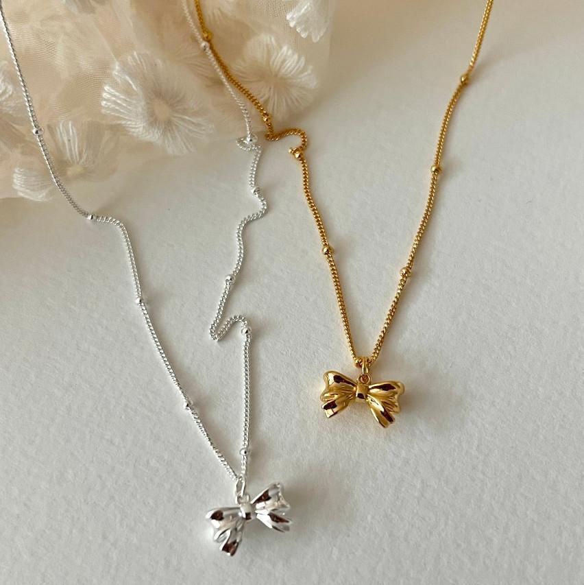925 Sterling Silver Bow Knot Necklace