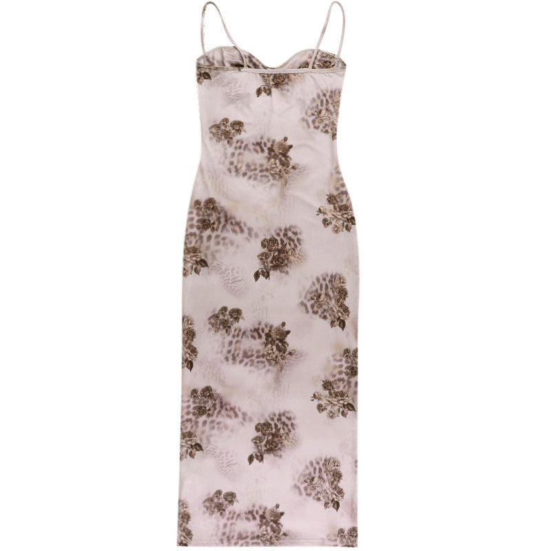 Strappy subtle flowers bodycon glam dress