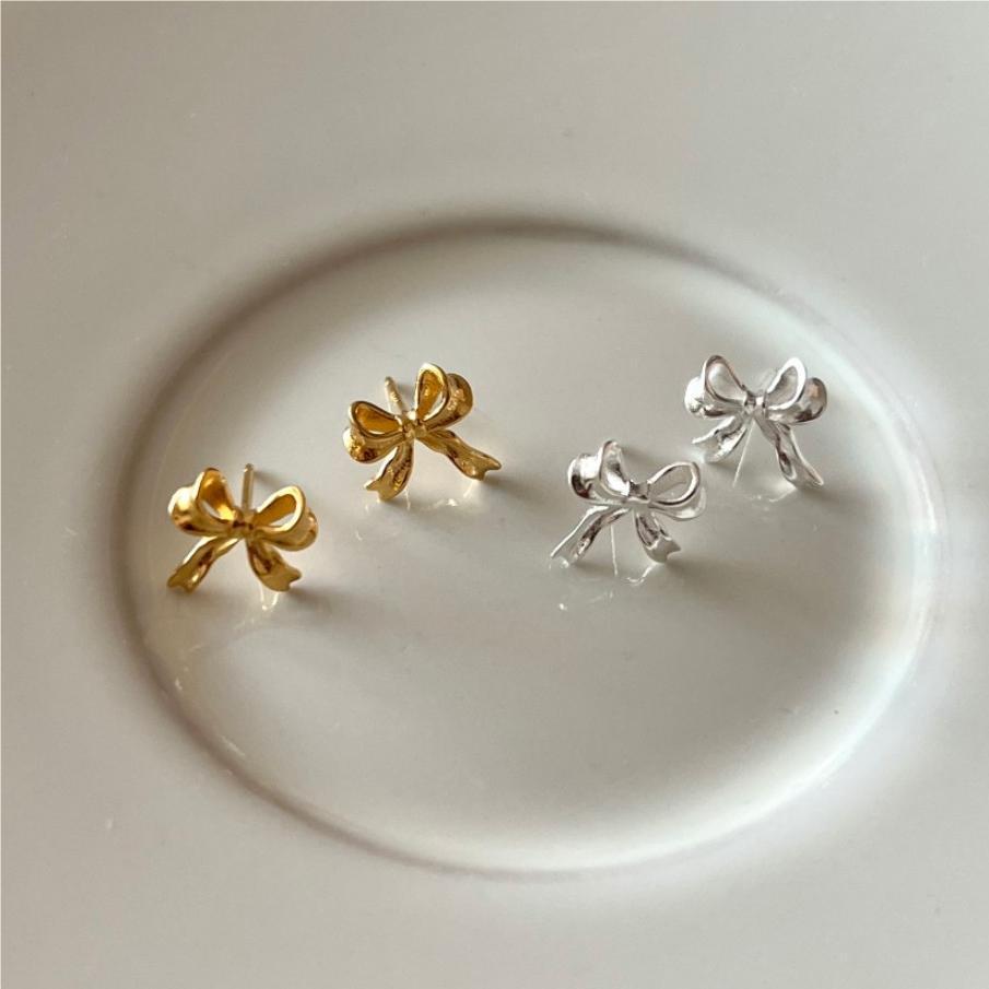 1 Pair 925 Sterling Silver Bow Knot Ear Studs