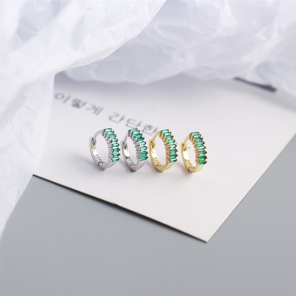 925 Sterling Silver Gem Geometric Studs