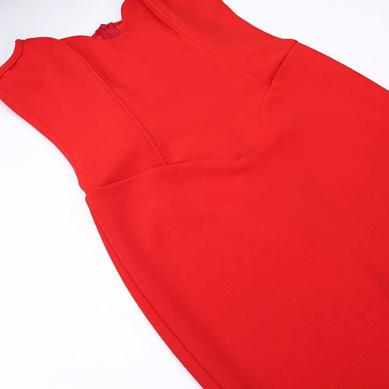 Maddy deep neck bodycon long dress