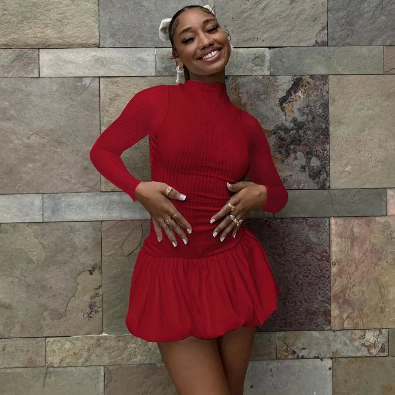 Maddie Puffy skirt full sleeve backless dress