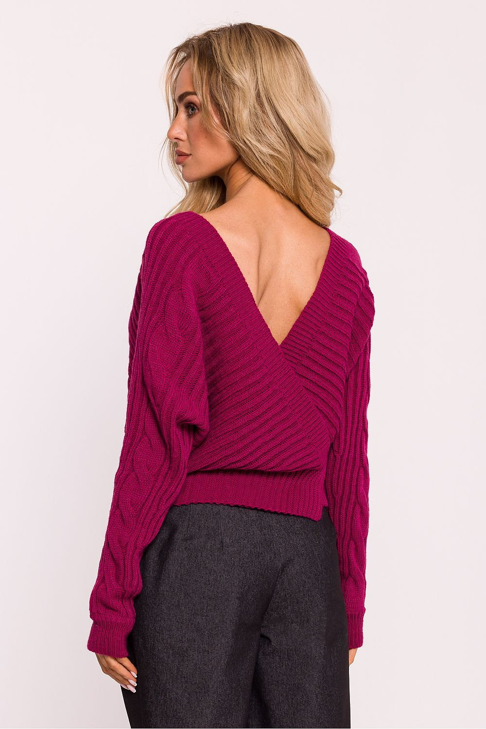 Deep neck cozy sweater