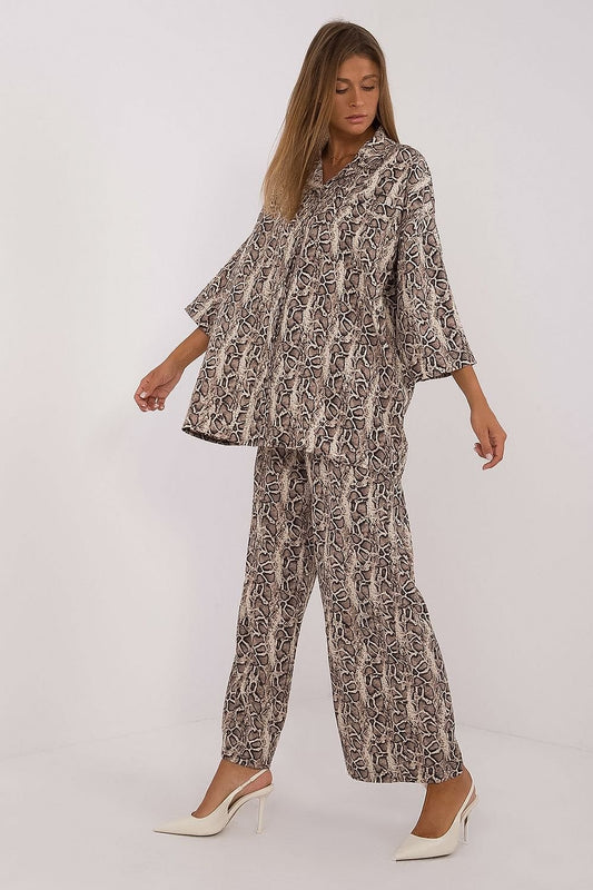 Nature print shirt and pant set