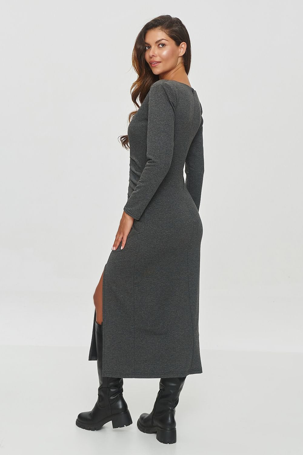 Side slit autumn dress