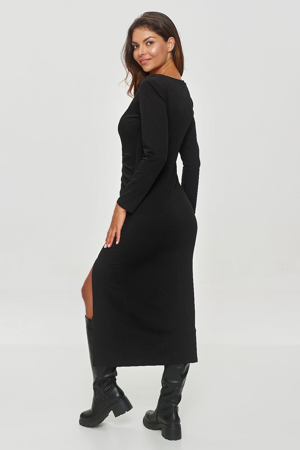 Side slit autumn dress