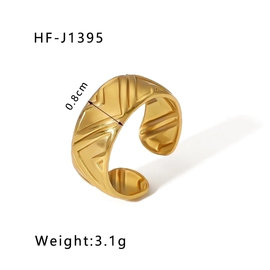 Stainless Steel 18K Gold Plated Geometric Open Rings