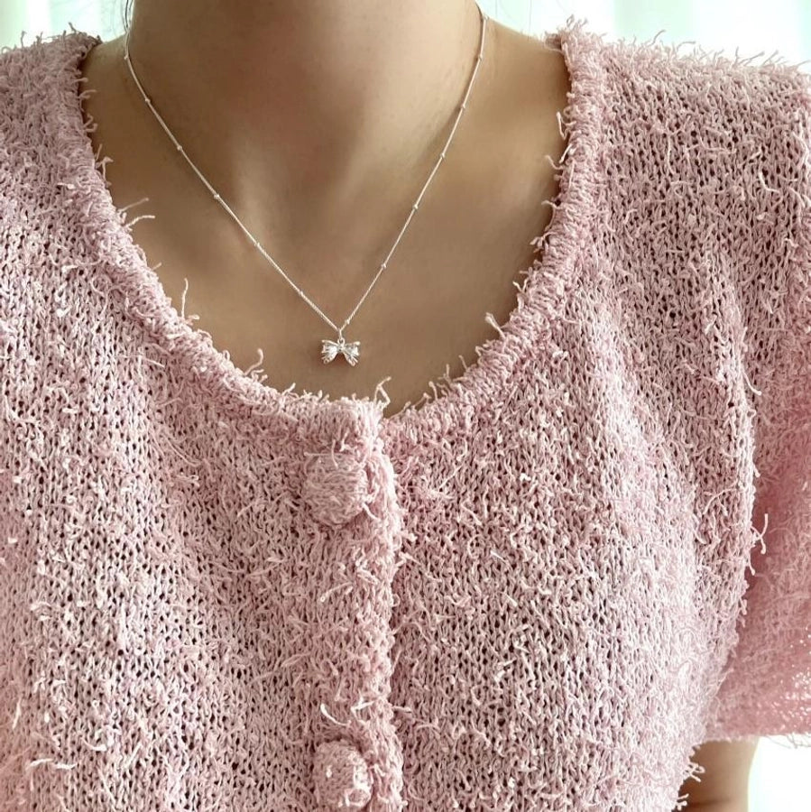 925 Sterling Silver Bow Knot Necklace