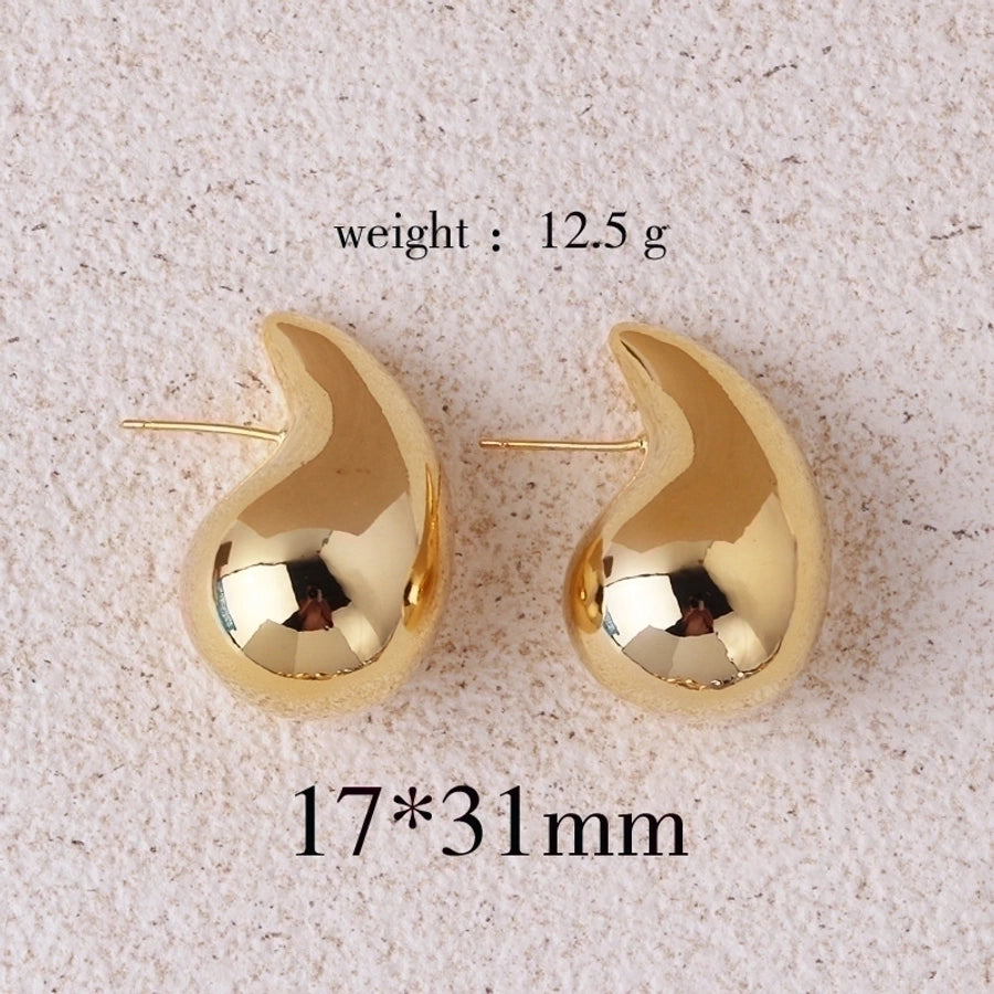Water droplets plating copper ear studs