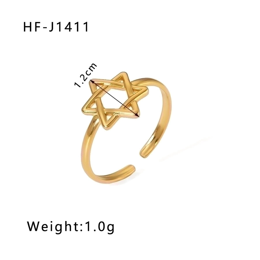 Stainless Steel 18K Gold Plated Geometric Open Rings