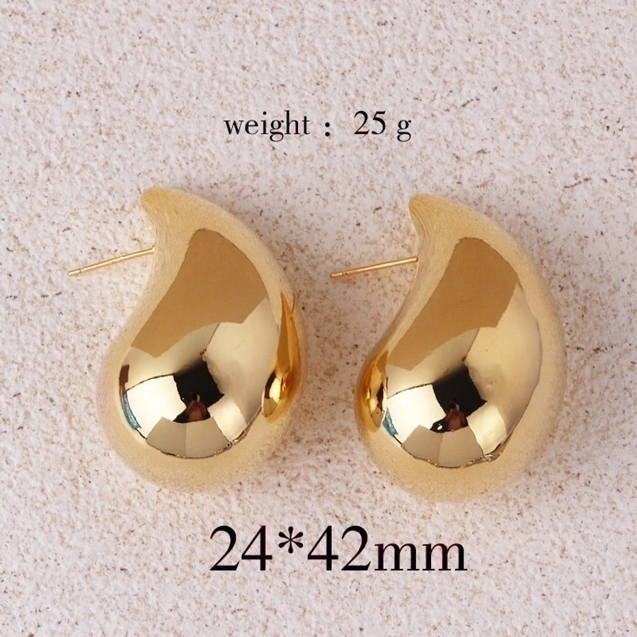Water droplets plating copper ear studs