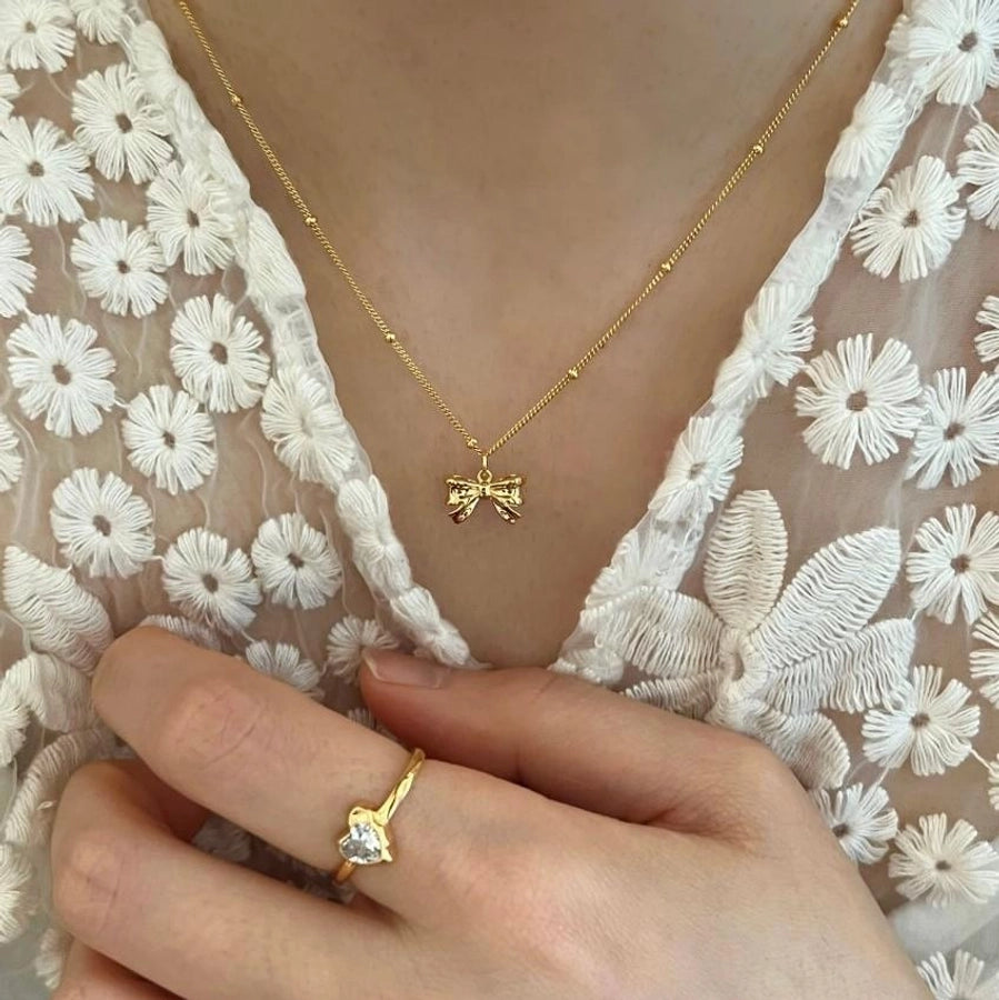 925 Sterling Silver Bow Knot Necklace