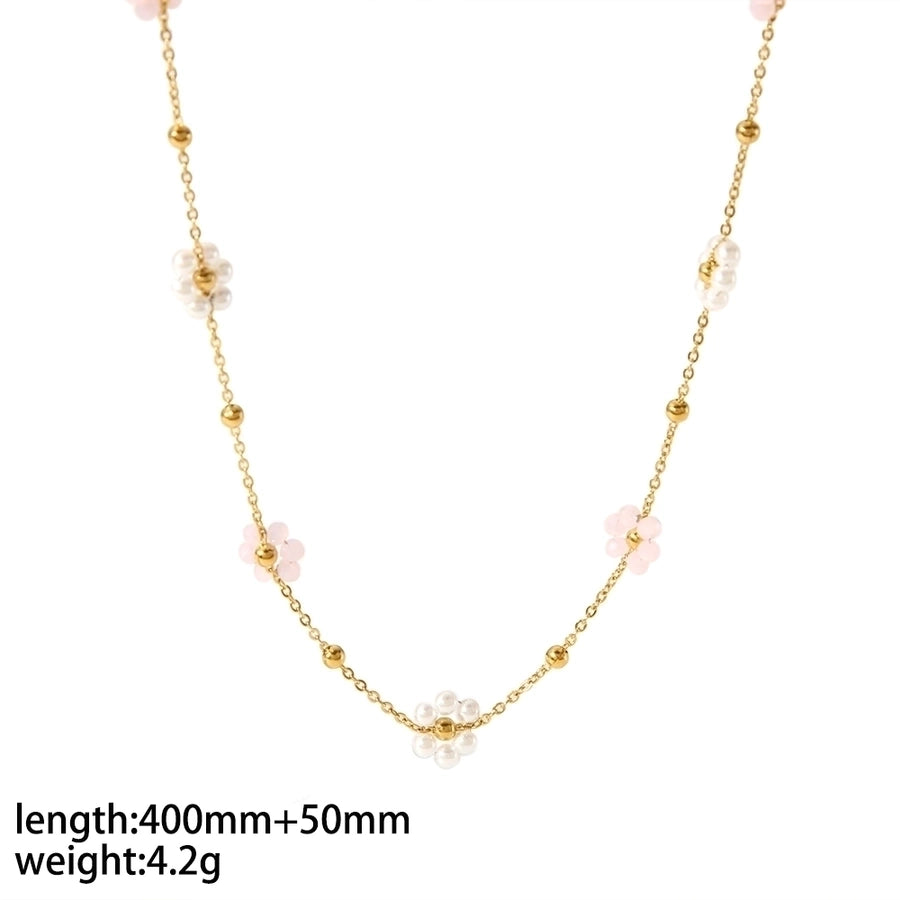 Stainless Steel 18K Gold Plated Simple Style Polishing Plating Flower Bracelets Anklet Necklace