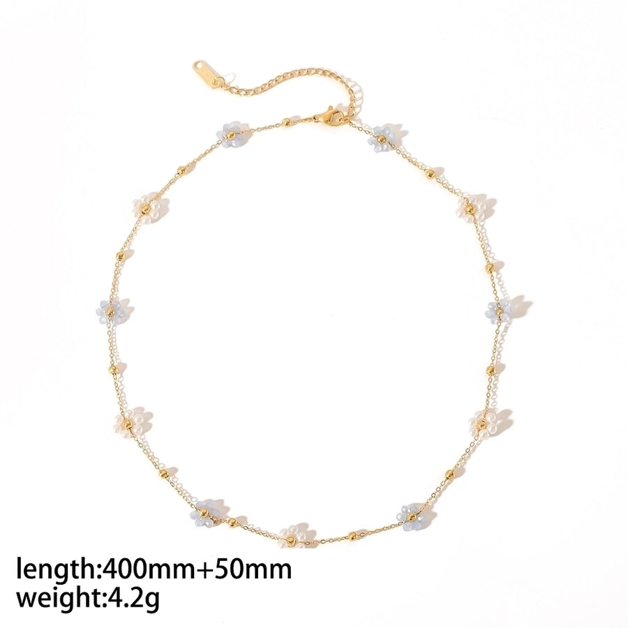 Stainless Steel 18K Gold Plated Simple Style Polishing Plating Flower Bracelets Anklet Necklace