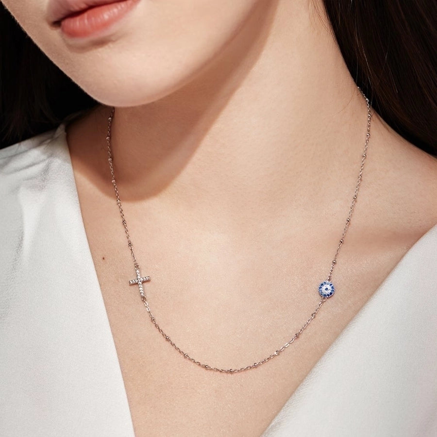 925 Sterling Silver Chain Devil'S Eye Pendant Necklace