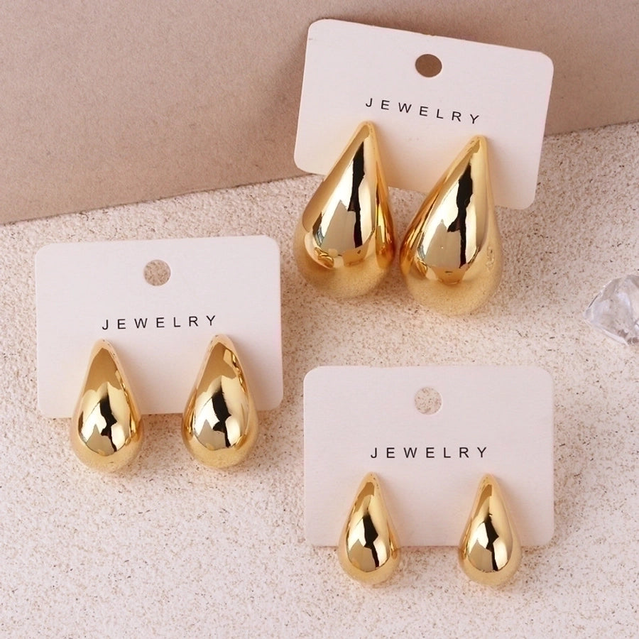 Water droplets plating copper ear studs