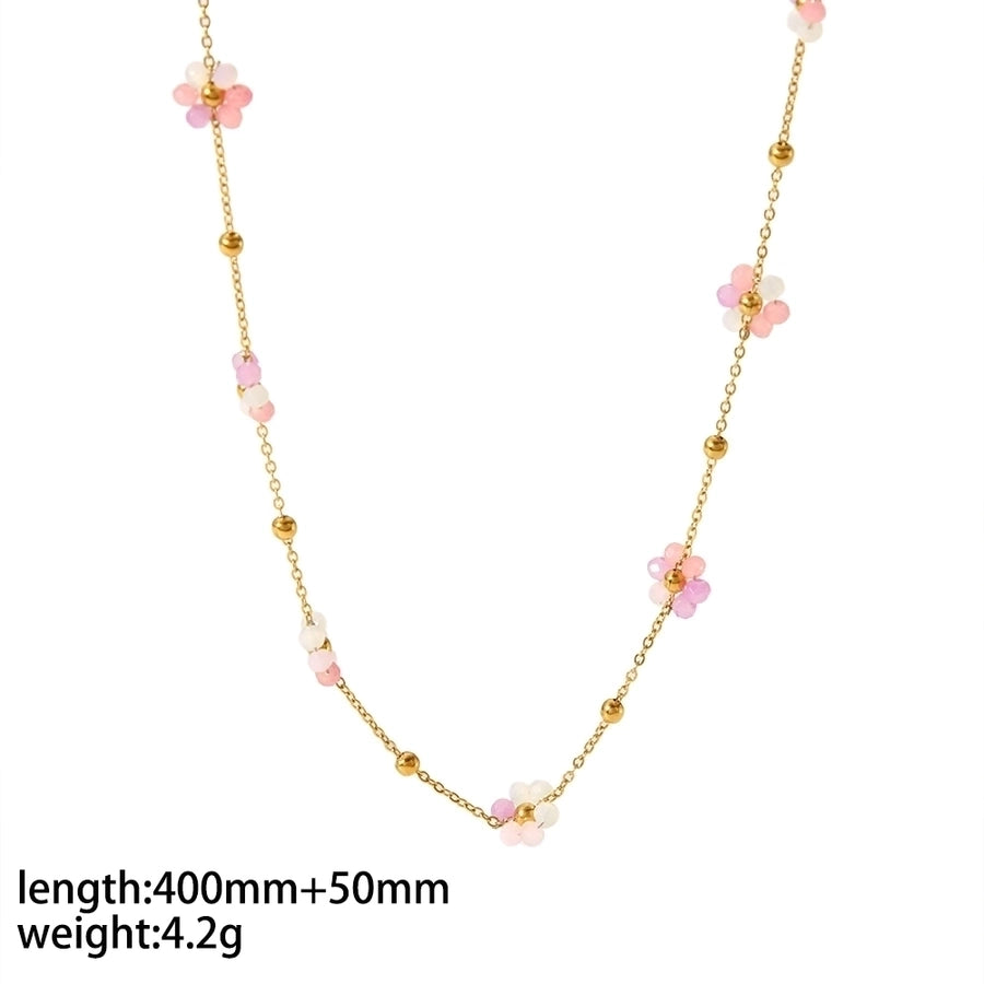 Stainless Steel 18K Gold Plated Simple Style Polishing Plating Flower Bracelets Anklet Necklace