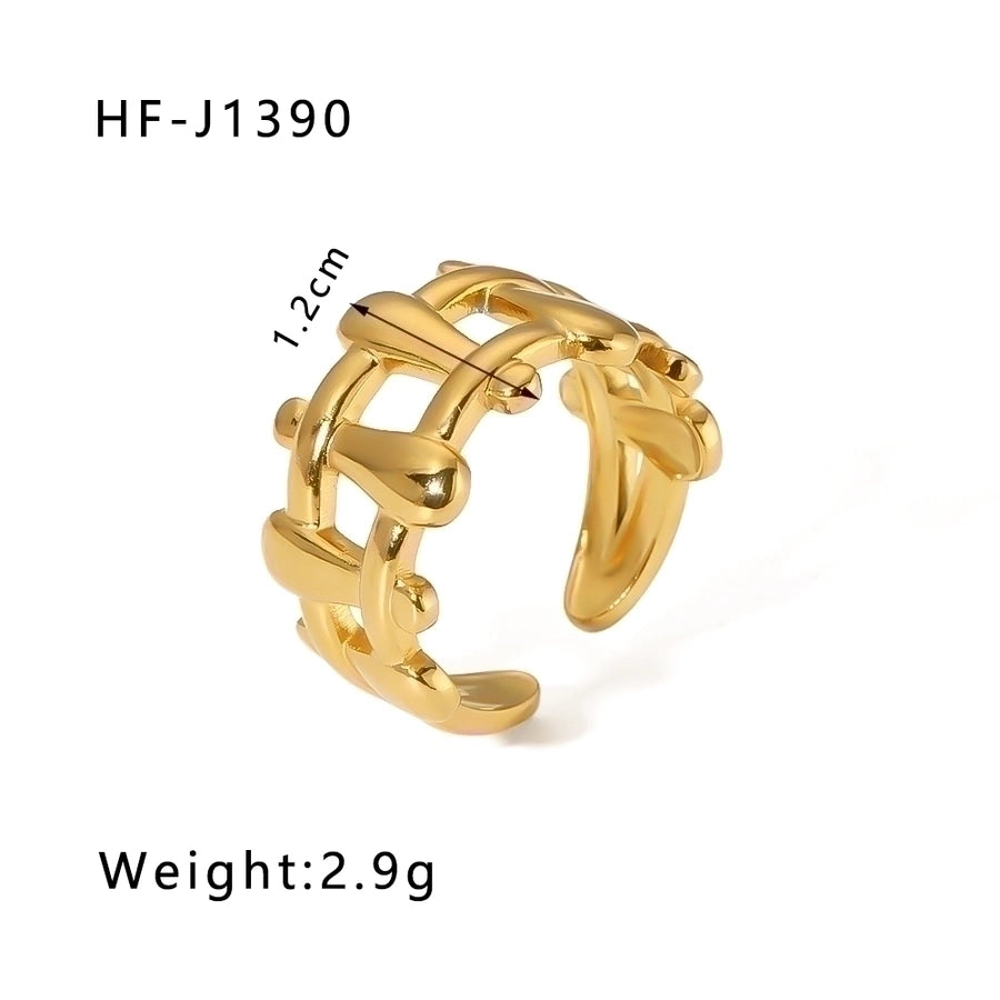 Stainless Steel 18K Gold Plated Geometric Open Rings