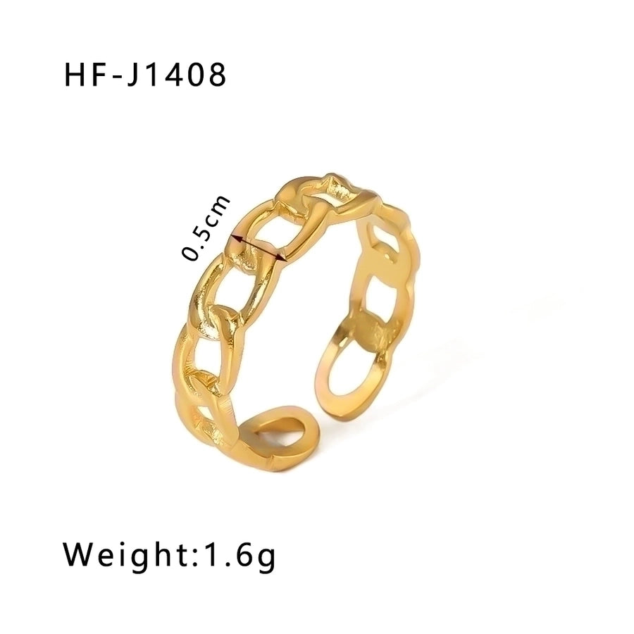 Stainless Steel 18K Gold Plated Geometric Open Rings