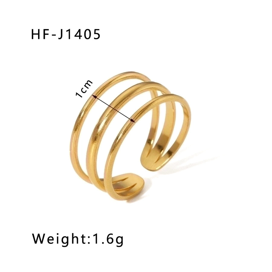 Stainless Steel 18K Gold Plated Geometric Open Rings