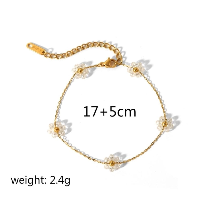 Stainless Steel 18K Gold Plated Simple Style Polishing Plating Flower Bracelets Anklet Necklace