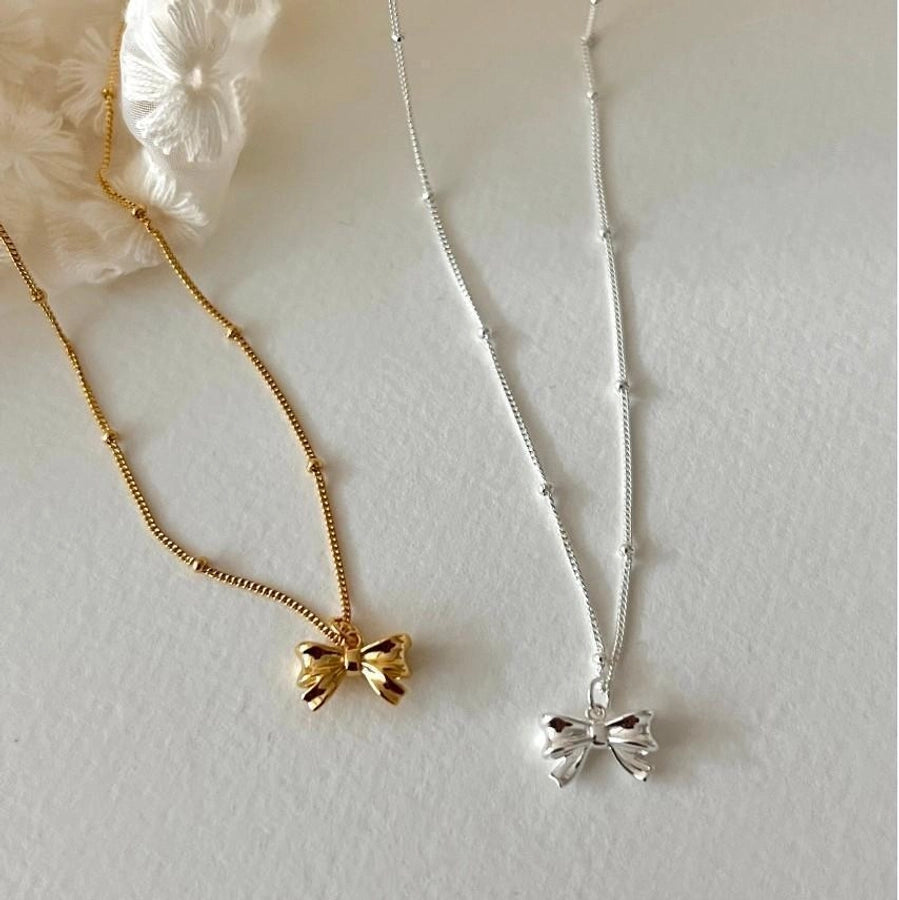925 Sterling Silver Bow Knot Necklace