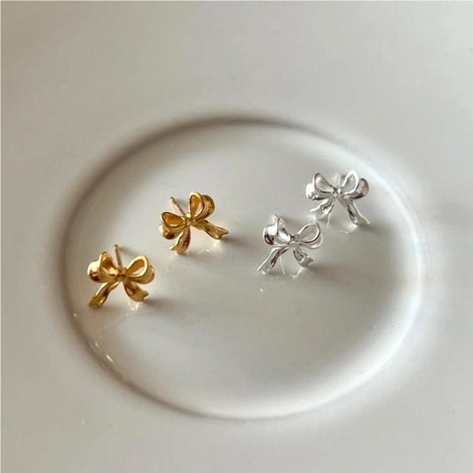 1 Pair 925 Sterling Silver Bow Knot Ear Studs