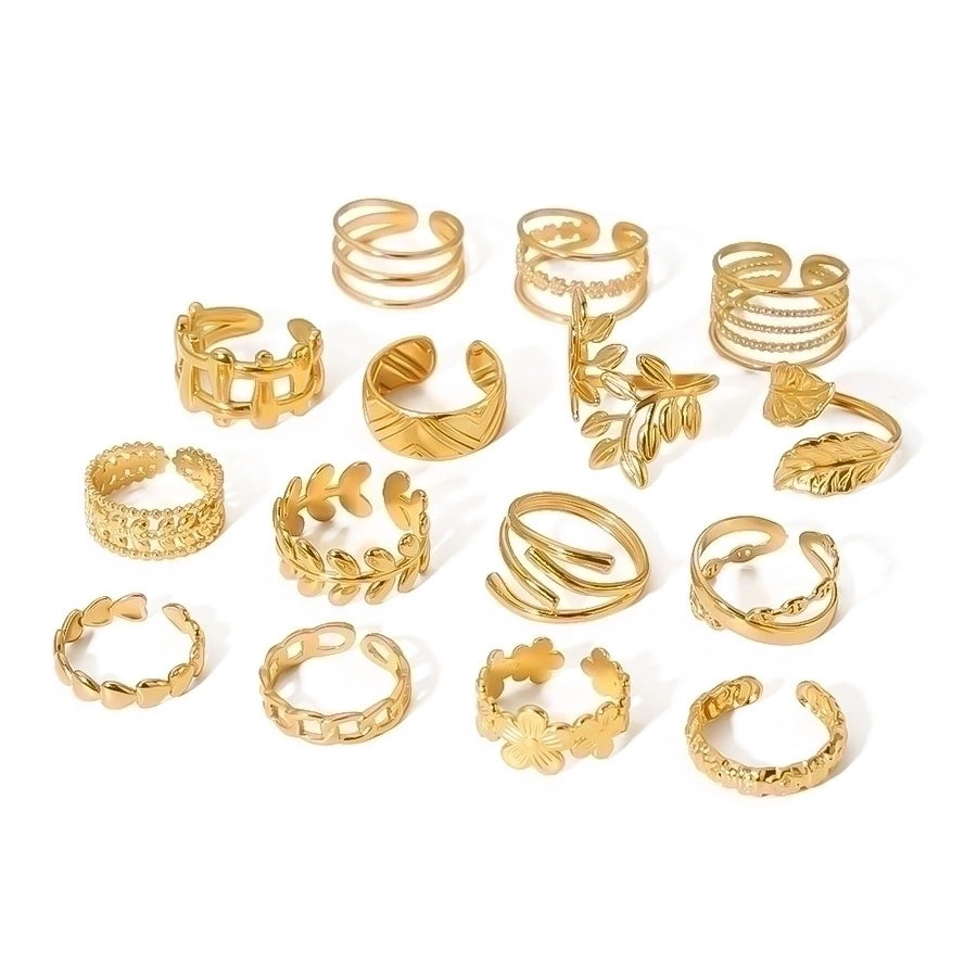 Stainless Steel 18K Gold Plated Geometric Open Rings