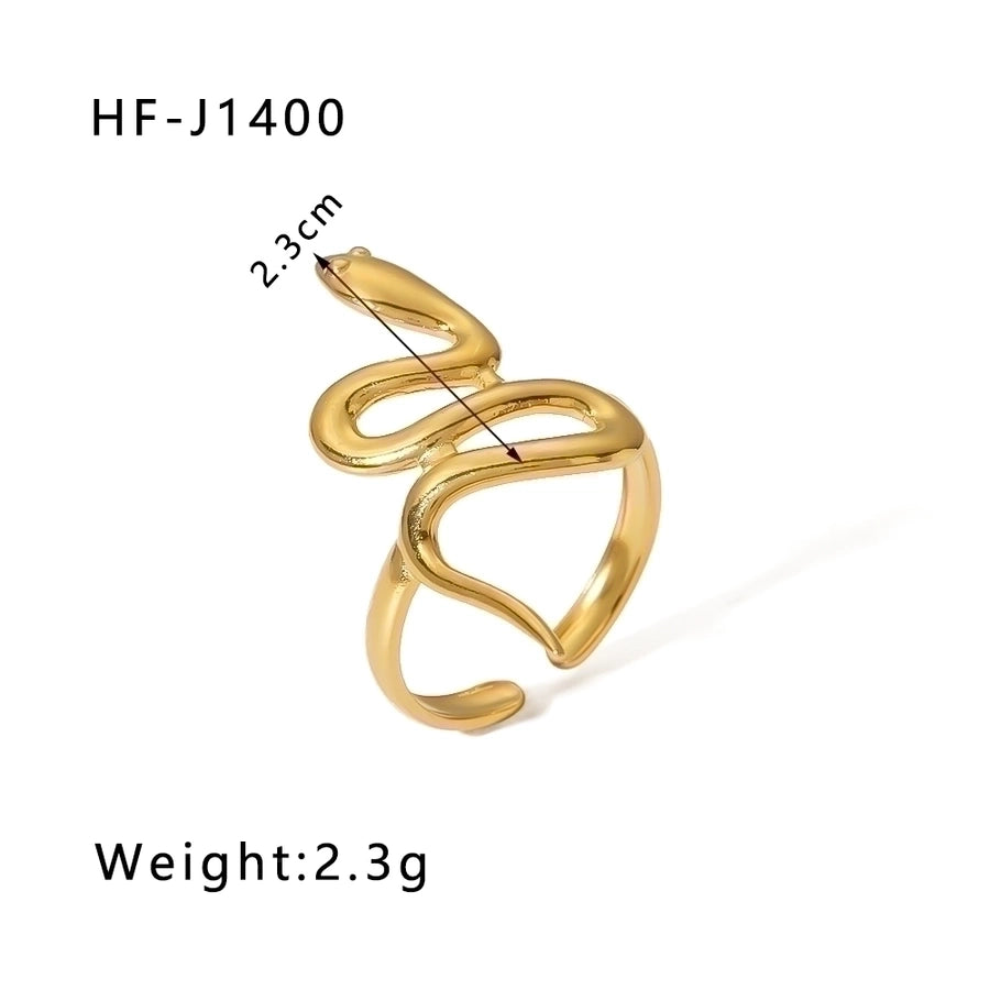 Stainless Steel 18K Gold Plated Geometric Open Rings