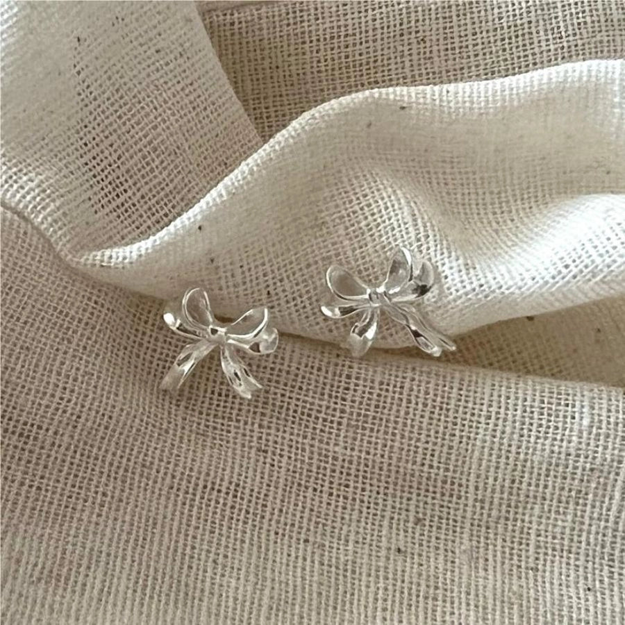 1 Pair 925 Sterling Silver Bow Knot Ear Studs