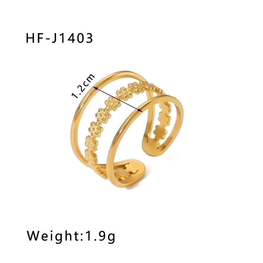 Stainless Steel 18K Gold Plated Geometric Open Rings