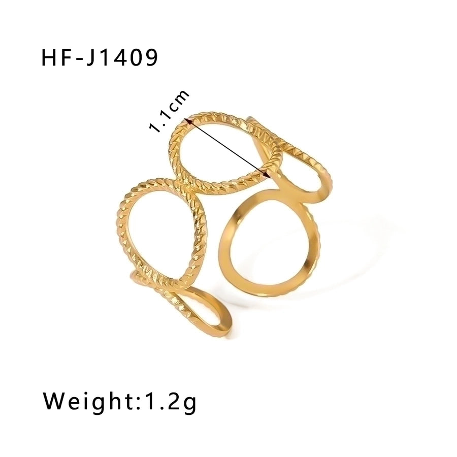 Stainless Steel 18K Gold Plated Geometric Open Rings