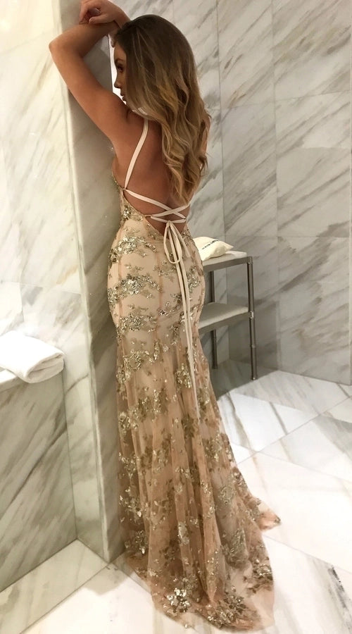 Backless sequin party maxi dress