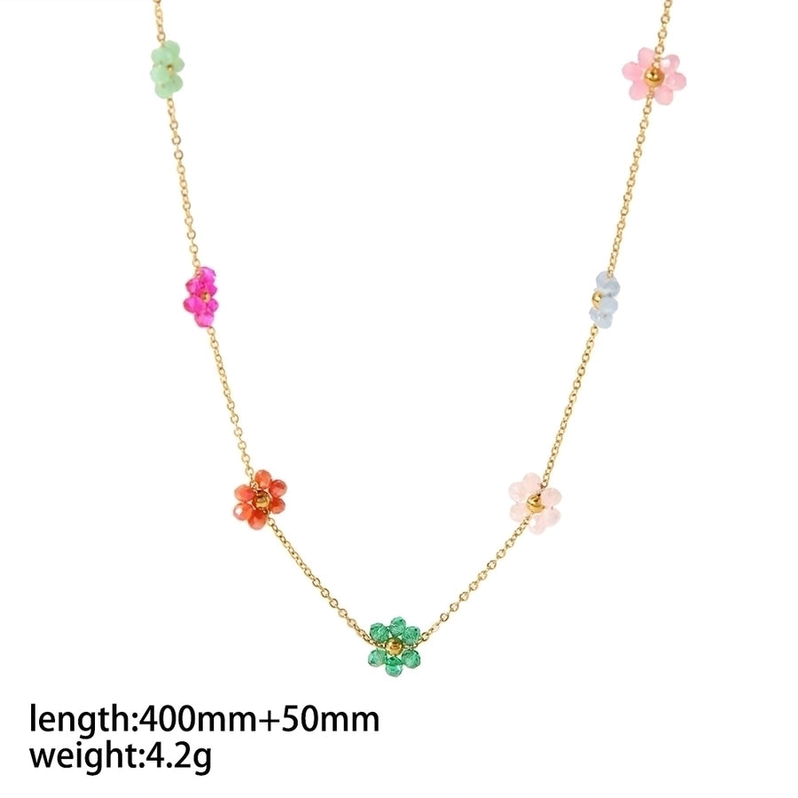 Stainless Steel 18K Gold Plated Simple Style Polishing Plating Flower Bracelets Anklet Necklace