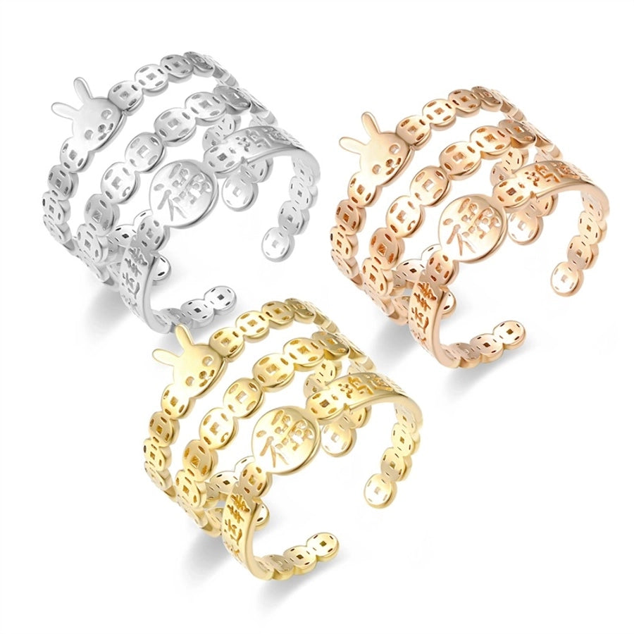 18K Gold Plated Inlay Open Ring