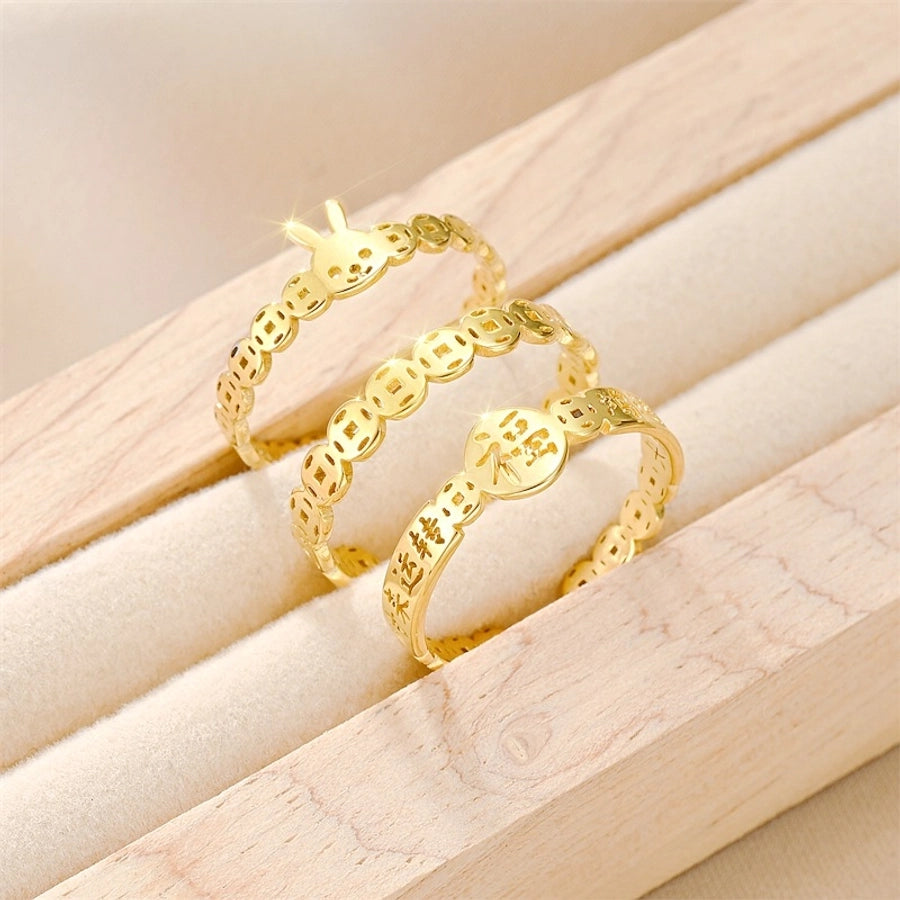 18K Gold Plated Inlay Open Ring