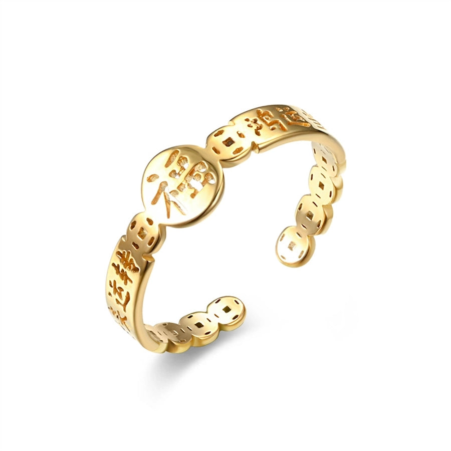 18K Gold Plated Inlay Open Ring