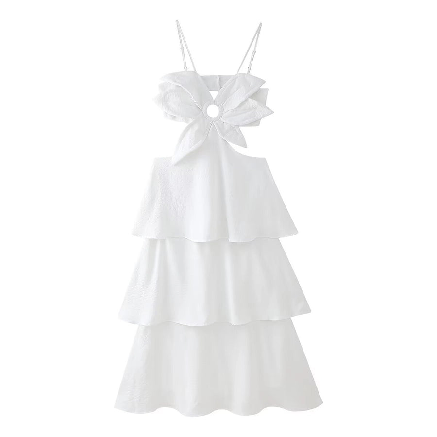 White flower topped maxi dress