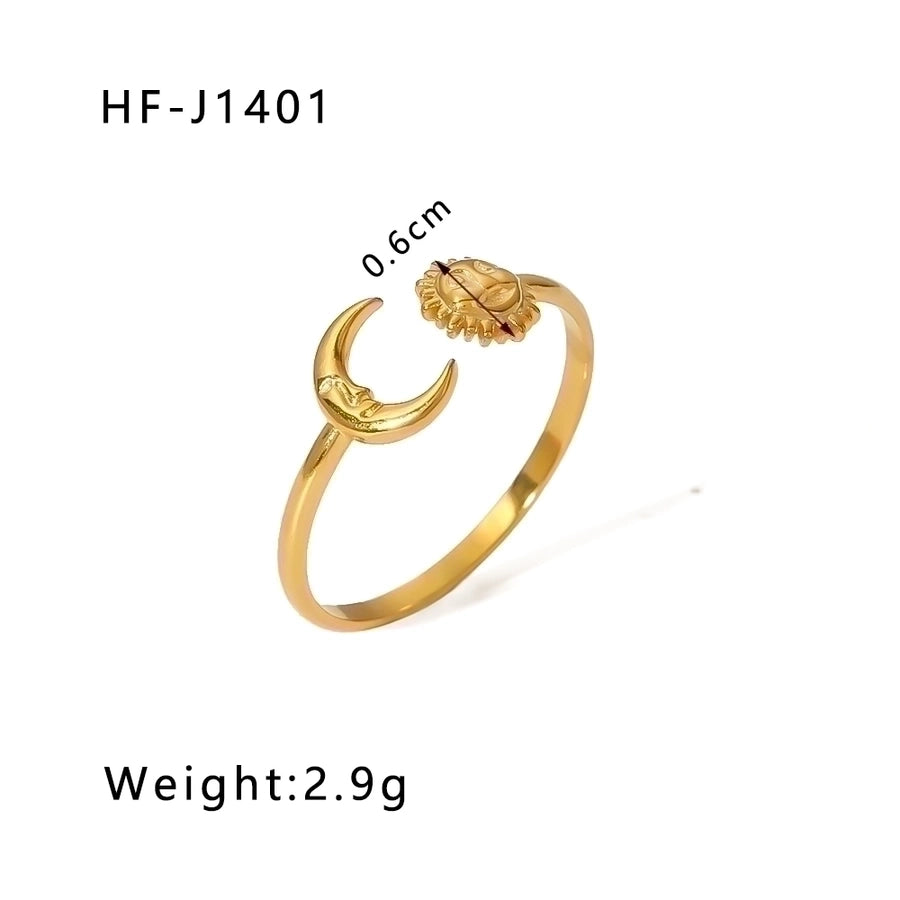 Stainless Steel 18K Gold Plated Geometric Open Rings