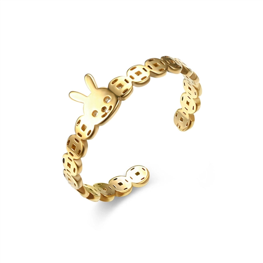 18K Gold Plated Inlay Open Ring