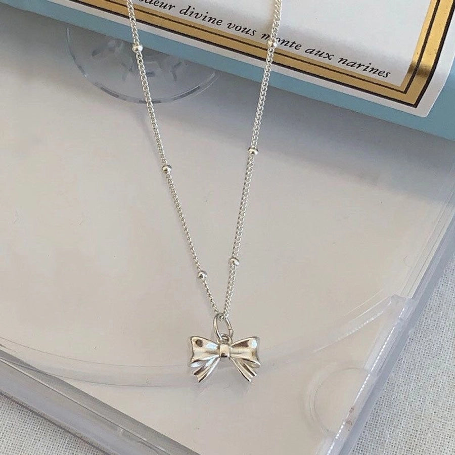 925 Sterling Silver Bow Knot Necklace